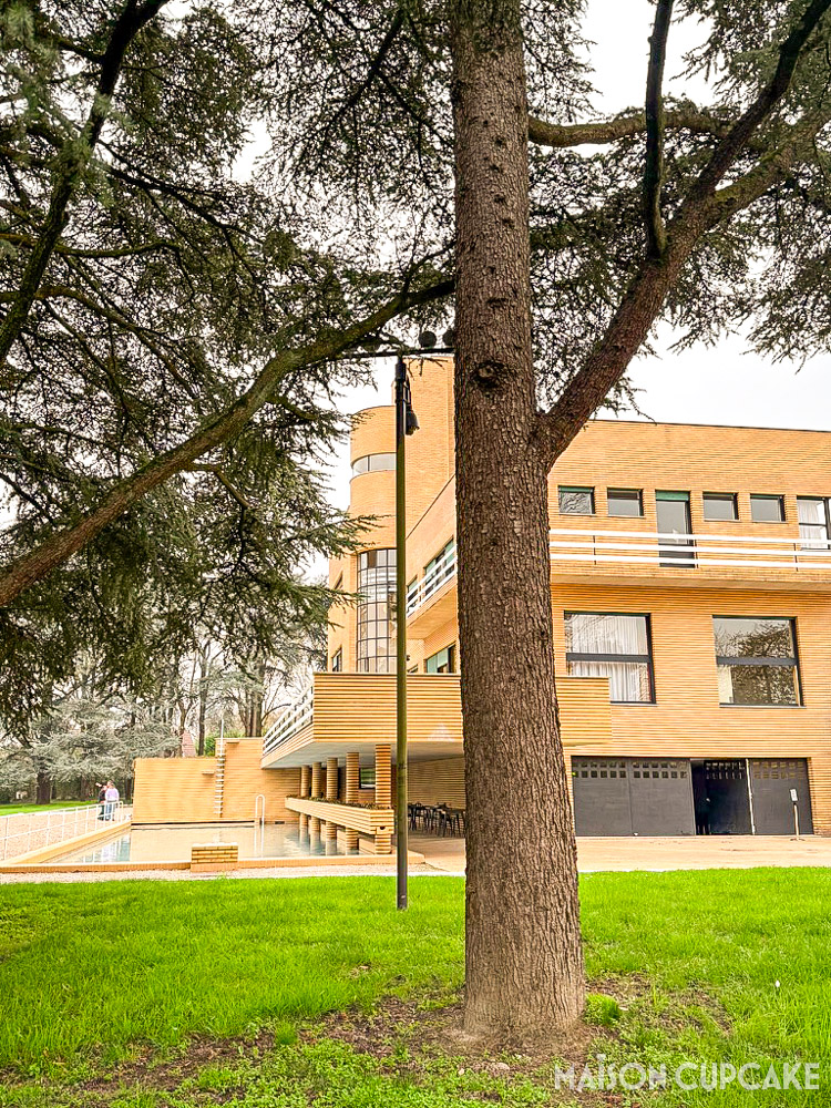 Side view with tree of Villa Cavrois modernist house near Lille