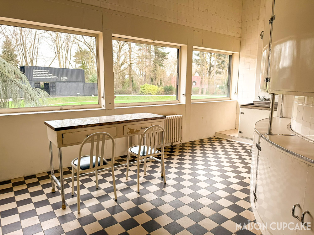 Kitchen interior at Villa Cavrois showing restored modernist design features